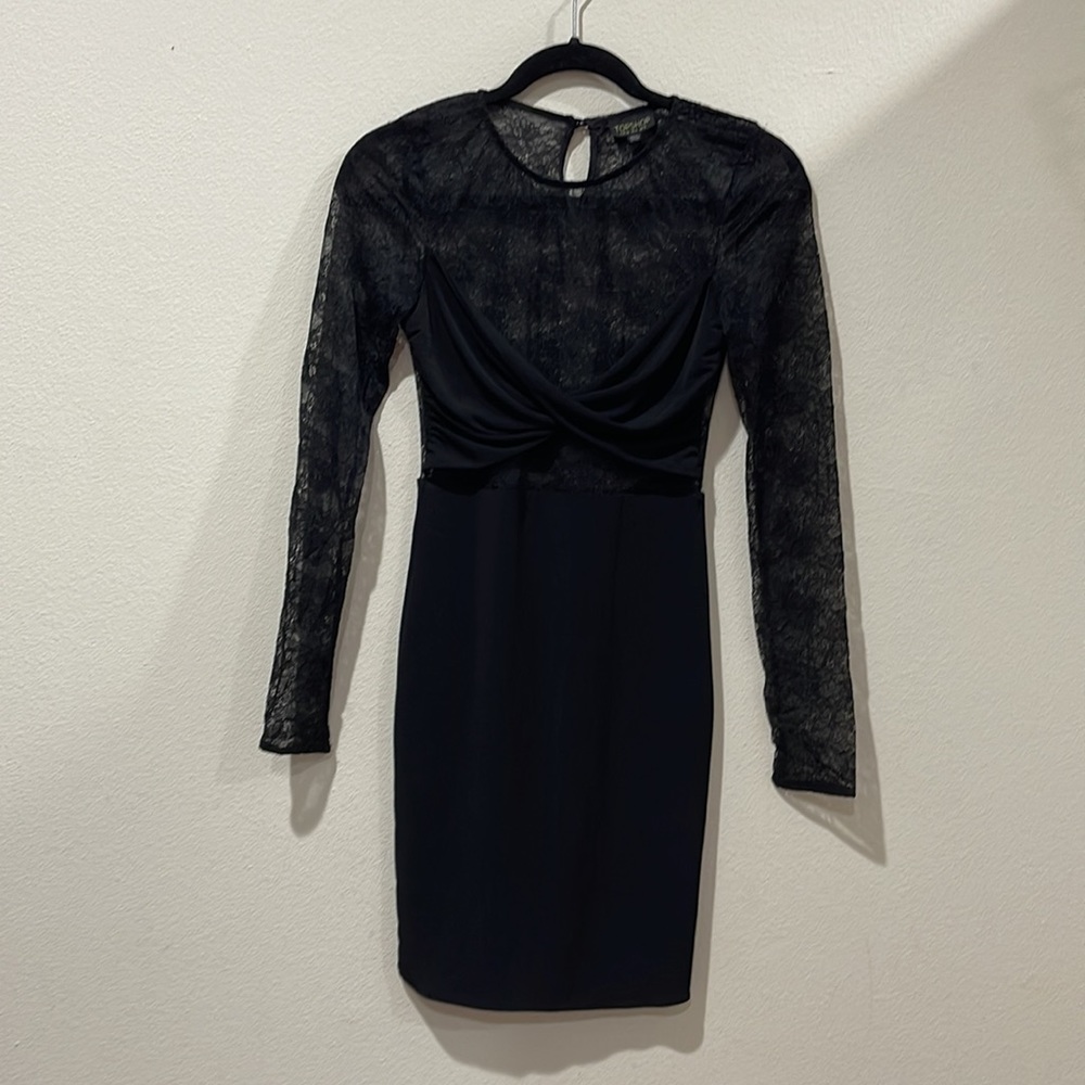 Topshop Black Sexy Lace Long Sleeve Dress
